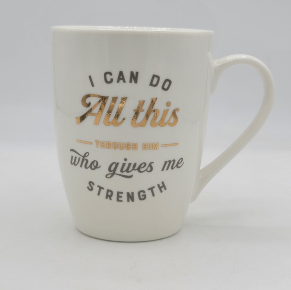 Christian Art Gifts Scripture Mugs Pair Bible Verse Gold Lettering Ceramic Cups - Picture 7 of 11